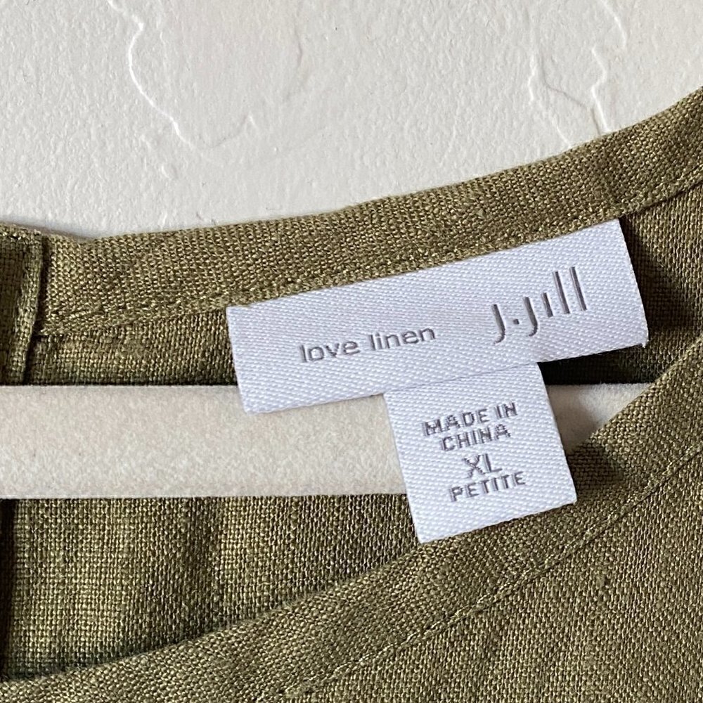 J. Jill Love Linen 100% Linen Sleeveless Dress XL Petite Avocado Green - Picture 3 of 7
